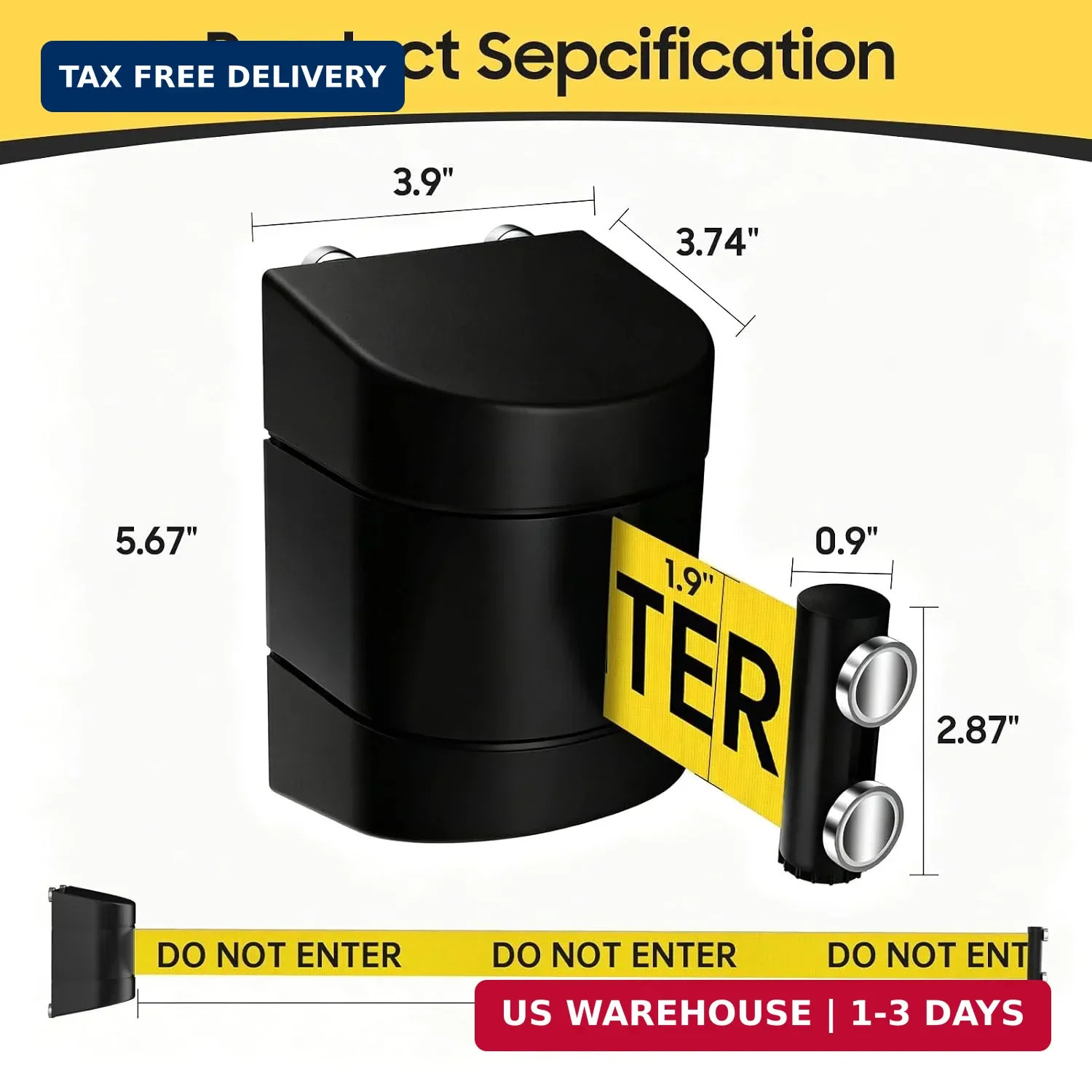 Magnetic Wall Mount Retractable Barrier 2 Pack, TrreZON Fixed Crowd Control Barr