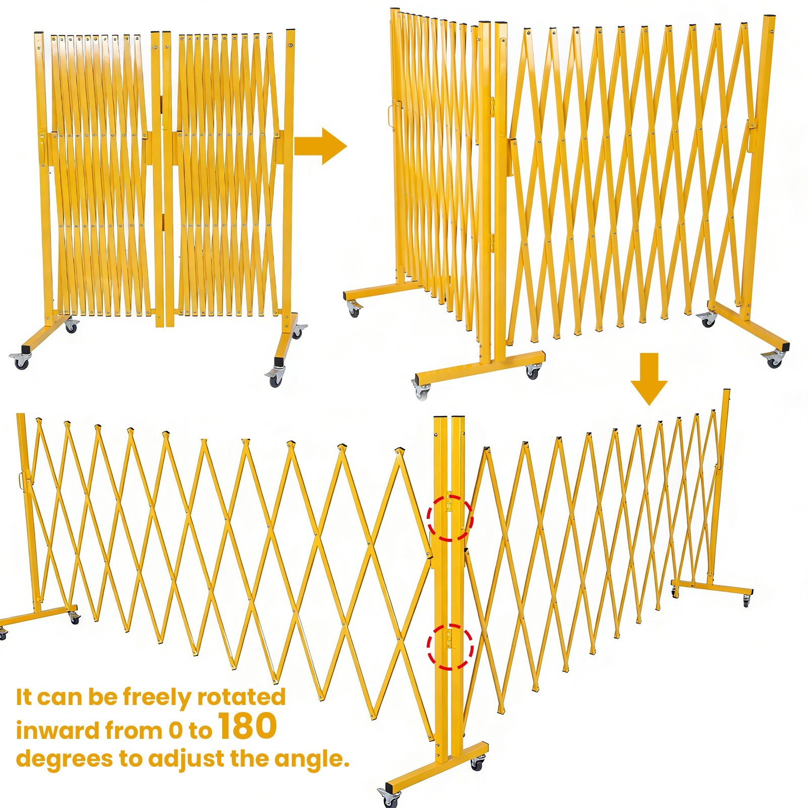 Outdoor Traffic Barricade Gate Metal Expandable 8-24FT Folding Safety Barrier US