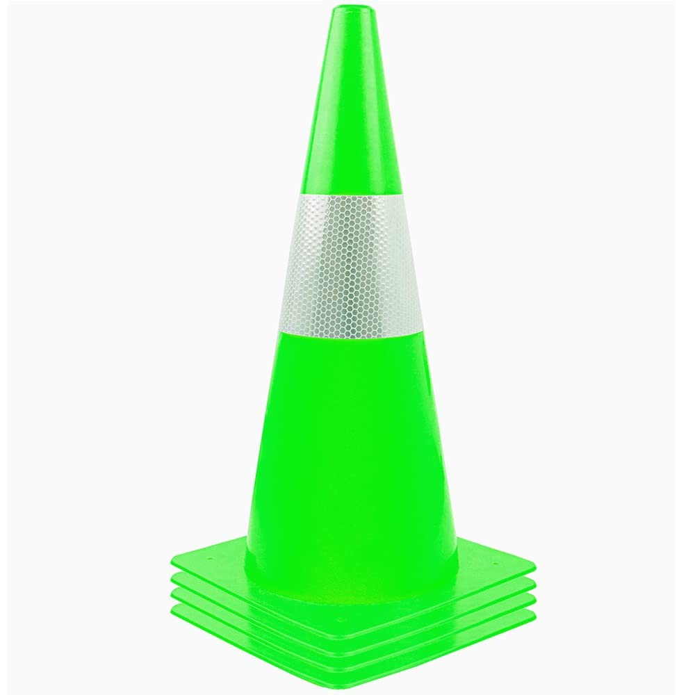 12 inch Traffic Safety Cones with Reflective Collars,[4 12in, Green