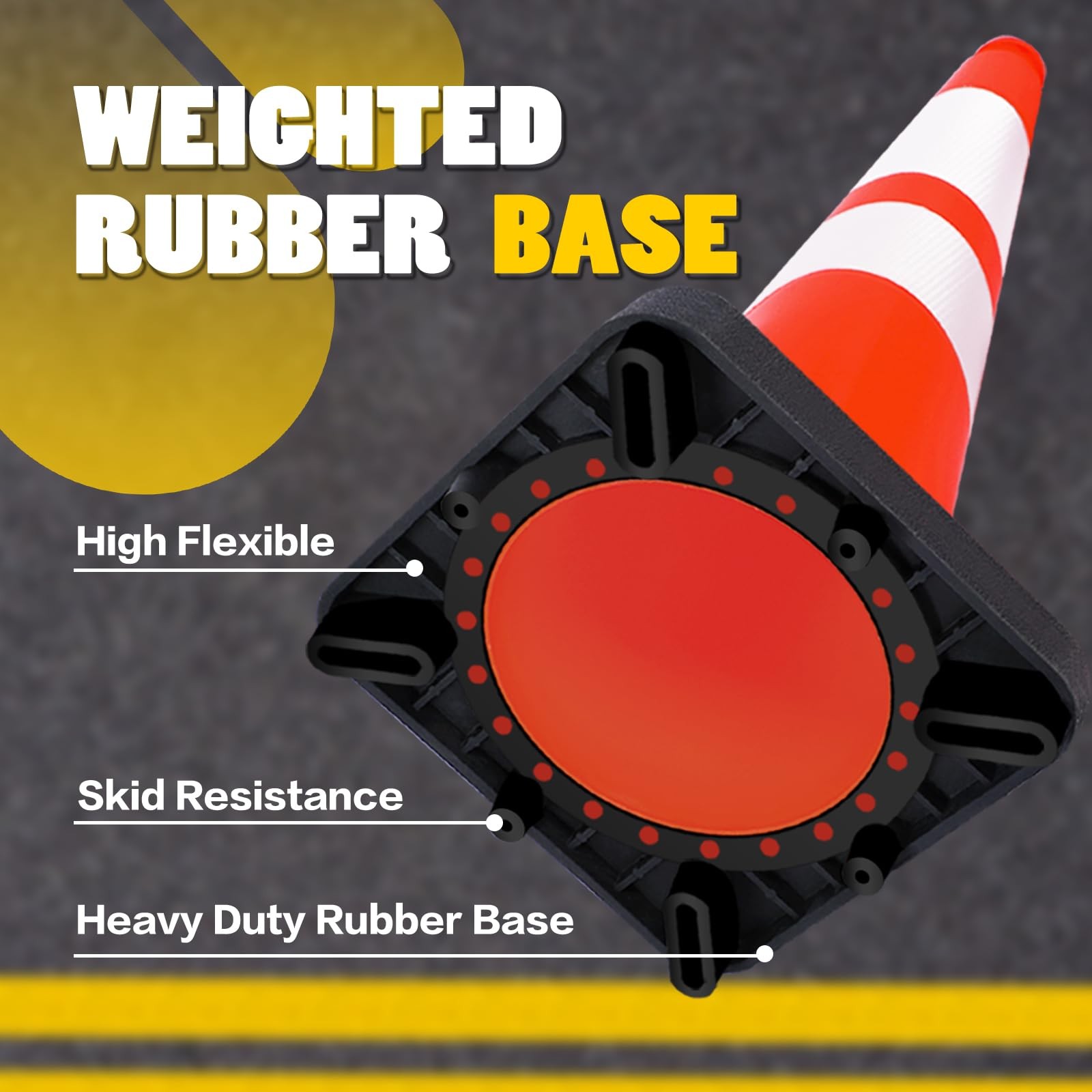 Traffic Cones 28 inch Orange 8 Pack Heavy Duty Safety Cones with Reflective C…