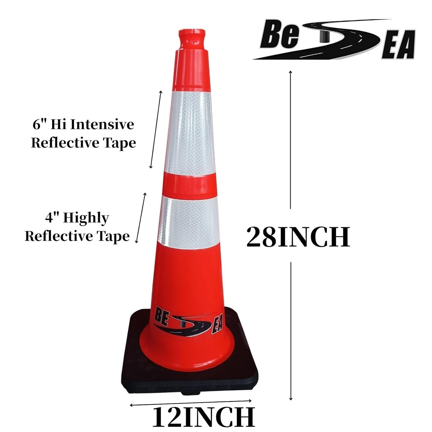 28” inch Heavy Duty Traffic Safety Cones Orange Road Parking 6 Pack