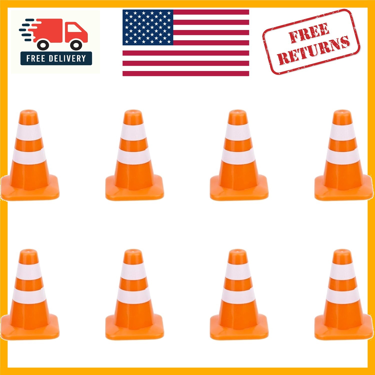 Realistic 8-Piece Mini Traffic Cone Set – 1.38in for Creative Scenes & Teaching