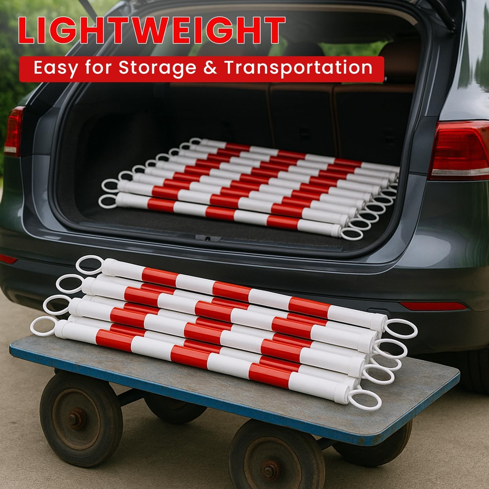 6 Pcs Expandable Traffic Cone Bar 4ft-7.2ft, Lightweight Safety Barricade for Ro