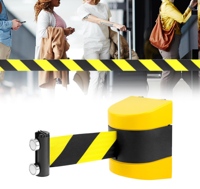 QWORK Magnetic Wall Mount Retractable Belt Barrier – Crowd Control and Safety So