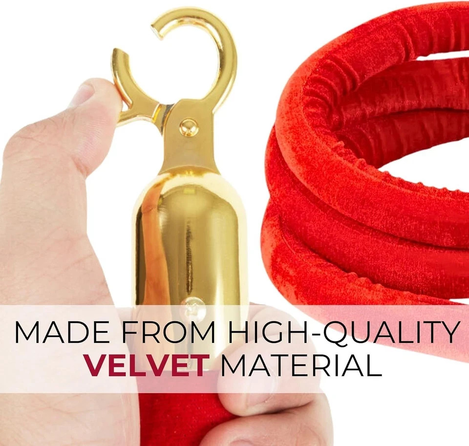 5 Ft Red Carpet Velvet Rope – 4 PCS Red Velvet Rope for Parties Crowd Ceremon…