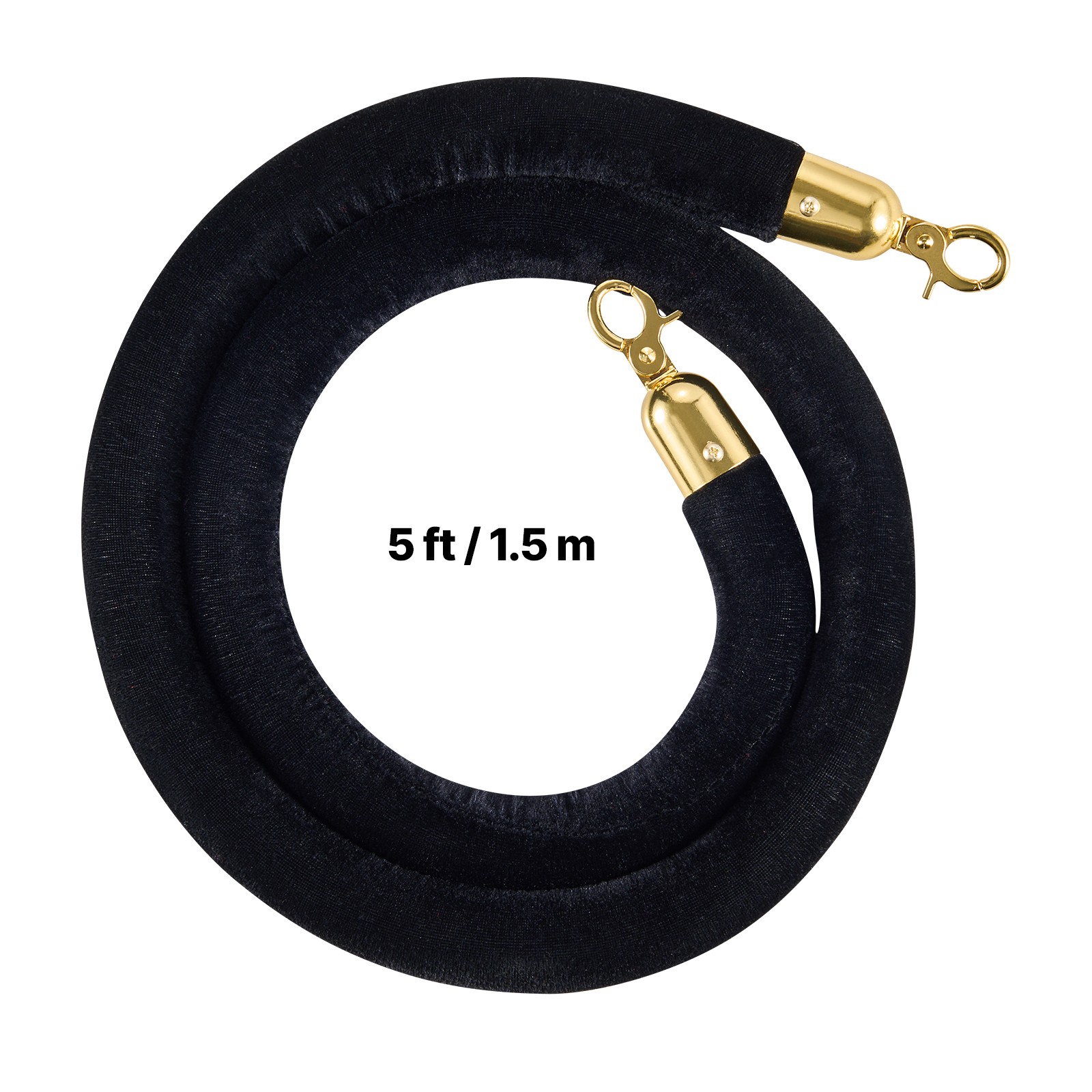 Uimoso 4 Pcs Black Velvet Barrier Ropes 5 ft with Gold Hooks for Stanchion Posts