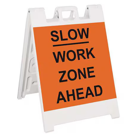 Barricade Sign, Plastic, Engineer, 36 In Height, 3 In Length, 17 Lb, White,