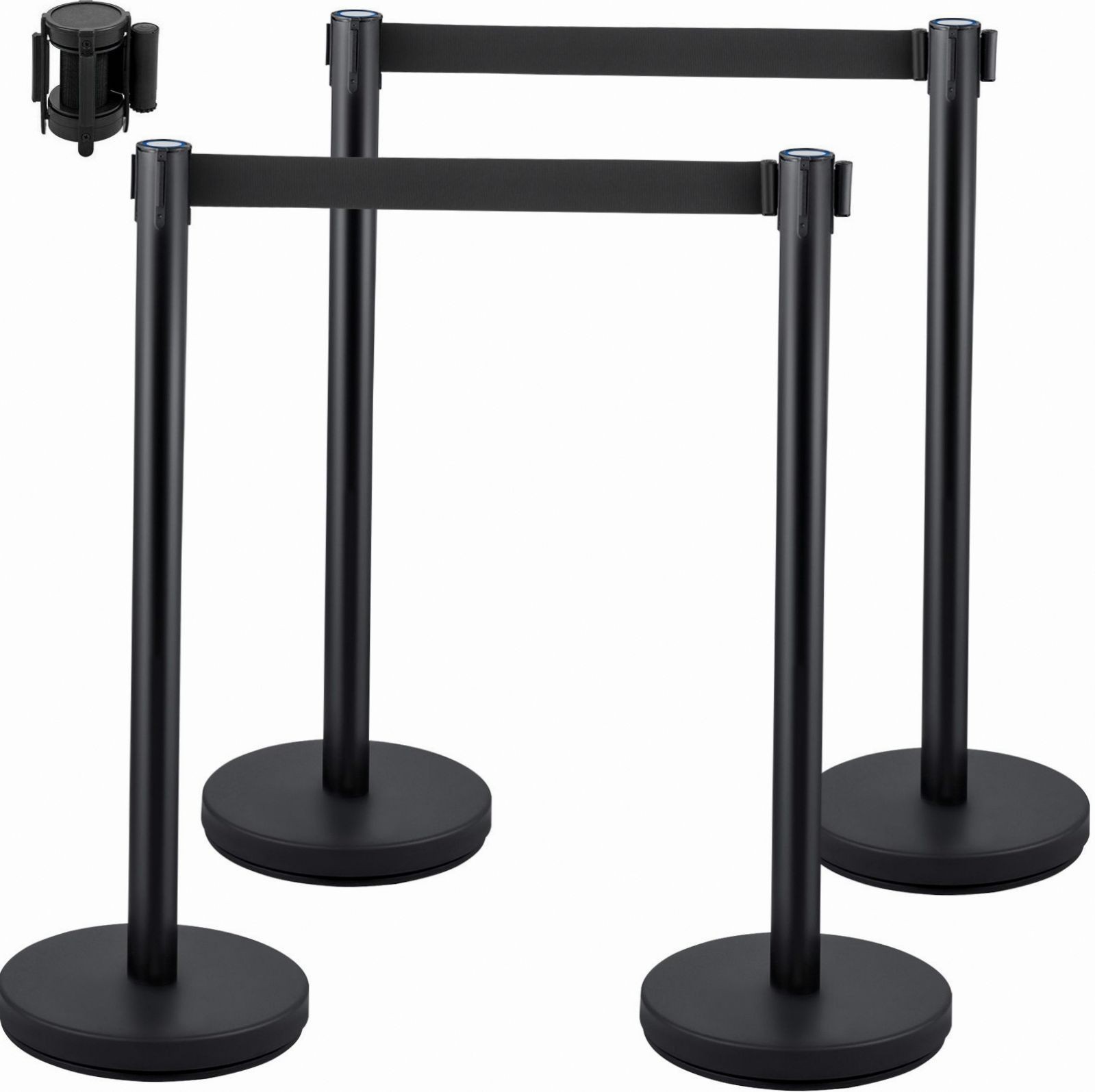 4-Pc Stainless Crowd Control Stanchion w/ 6.6ft Retractable Belts