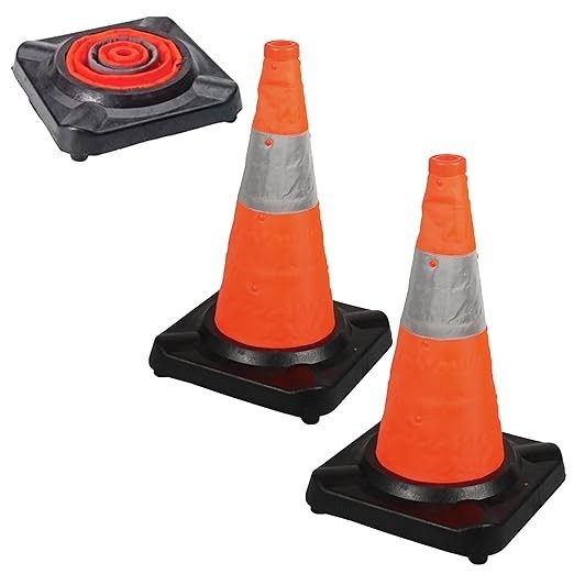 VIEWBRITE 2pack 4.5Lb 18″ Collapsible Traffic Cones w/ LED Lighting-Safety Cones