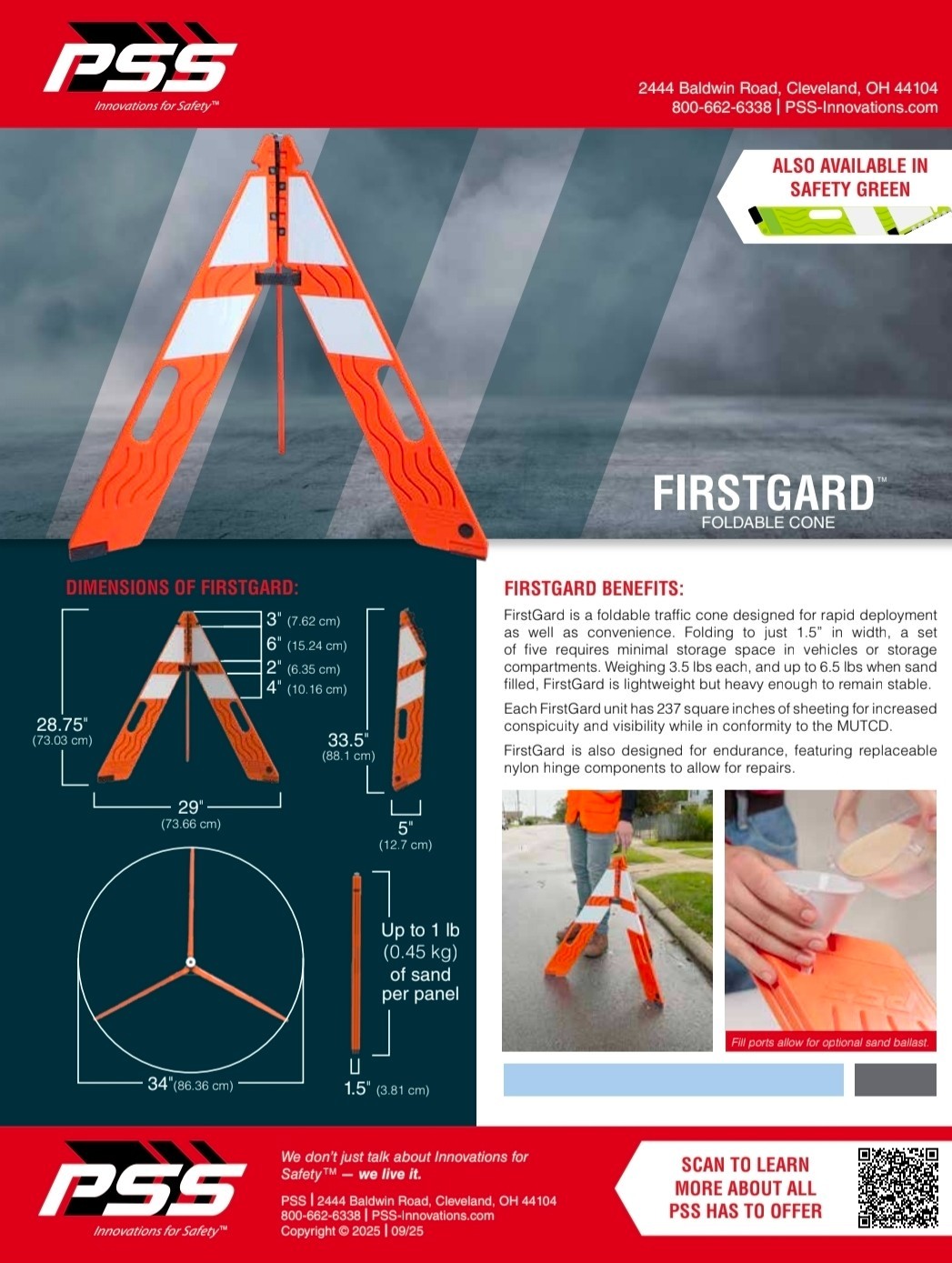 PSS Firstgard Foldable Traffic Cones 5 pack with carrying bag