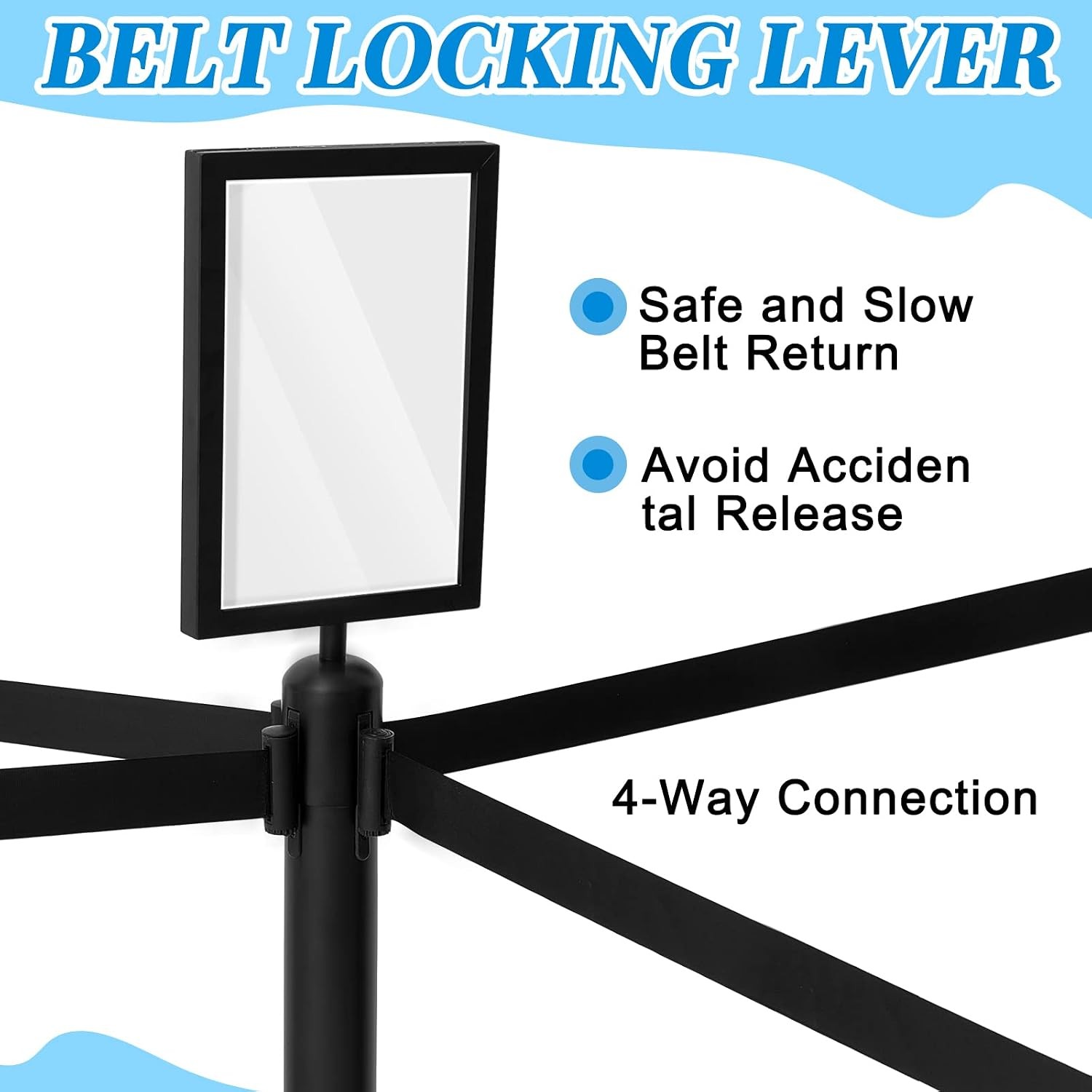 6 Pack Crowd Control Stanchions 9.8ft Retractable Belt Sign Holder Black