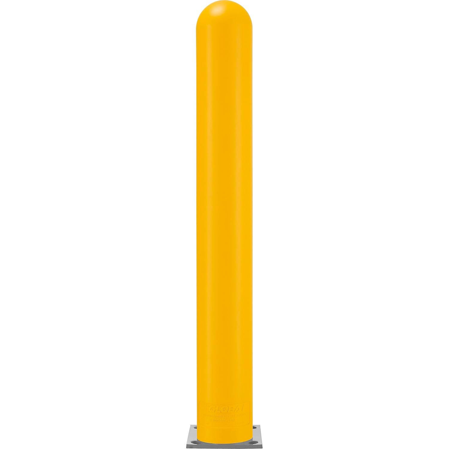 60″H Smooth Bollard Post Sleeve, 6″ HDPE Dome Top, Yellow