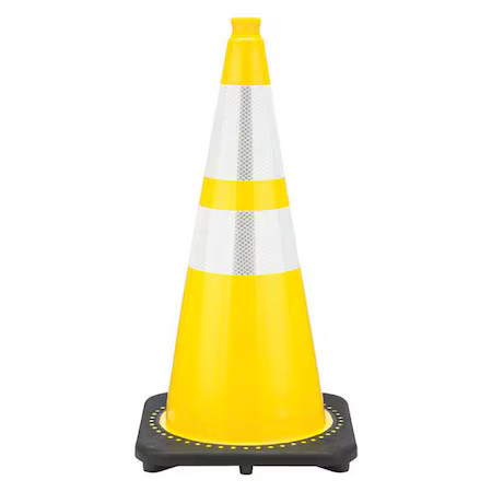 Traffic Cone, Pvc, High-Intensity Prismatic, 28 In Height, 7 Lb, Yellow,