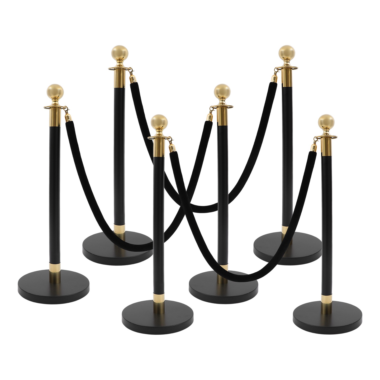 Heavy-Duty Stainless Steel Barrier Post Kit 6 Posts & 3 Ropes for Crowd Control