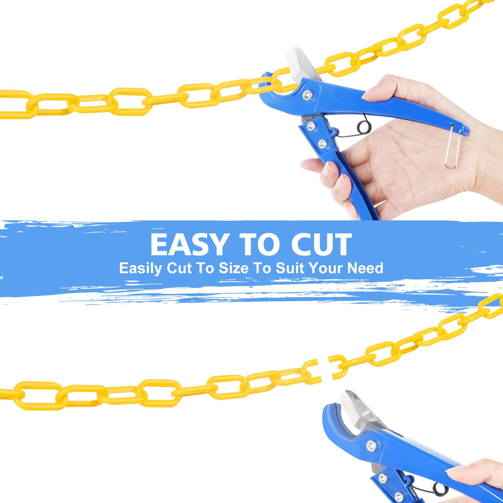 50 Feet Plastic Chain Links Plastic Barrier Chain Yellow Plastic Chains Weather