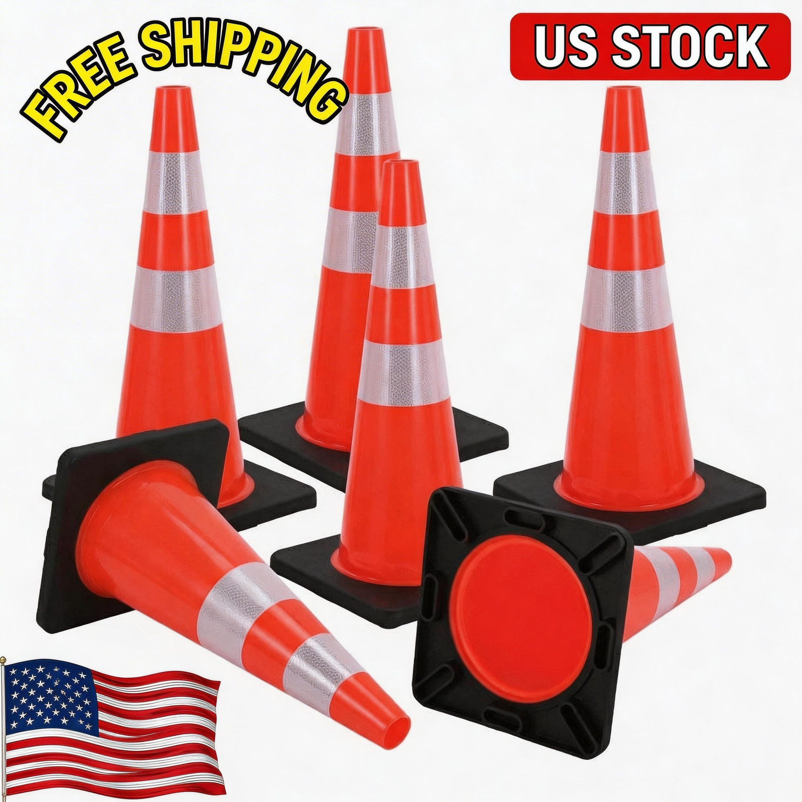 Orange PVC High-Performance Traffic Cone, Traffic Safety Cone 28inch 6Pack