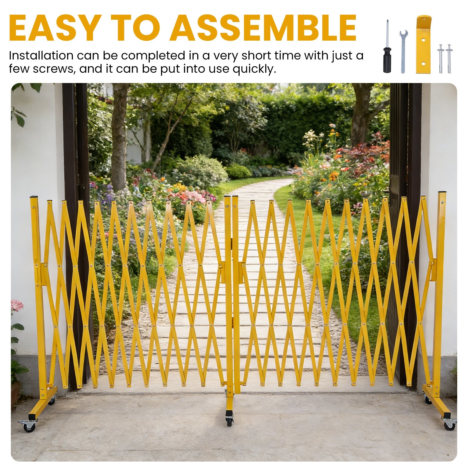 Outdoor Traffic Barricade Gate Metal Expandable 8-24FT Folding Safety Barrier US