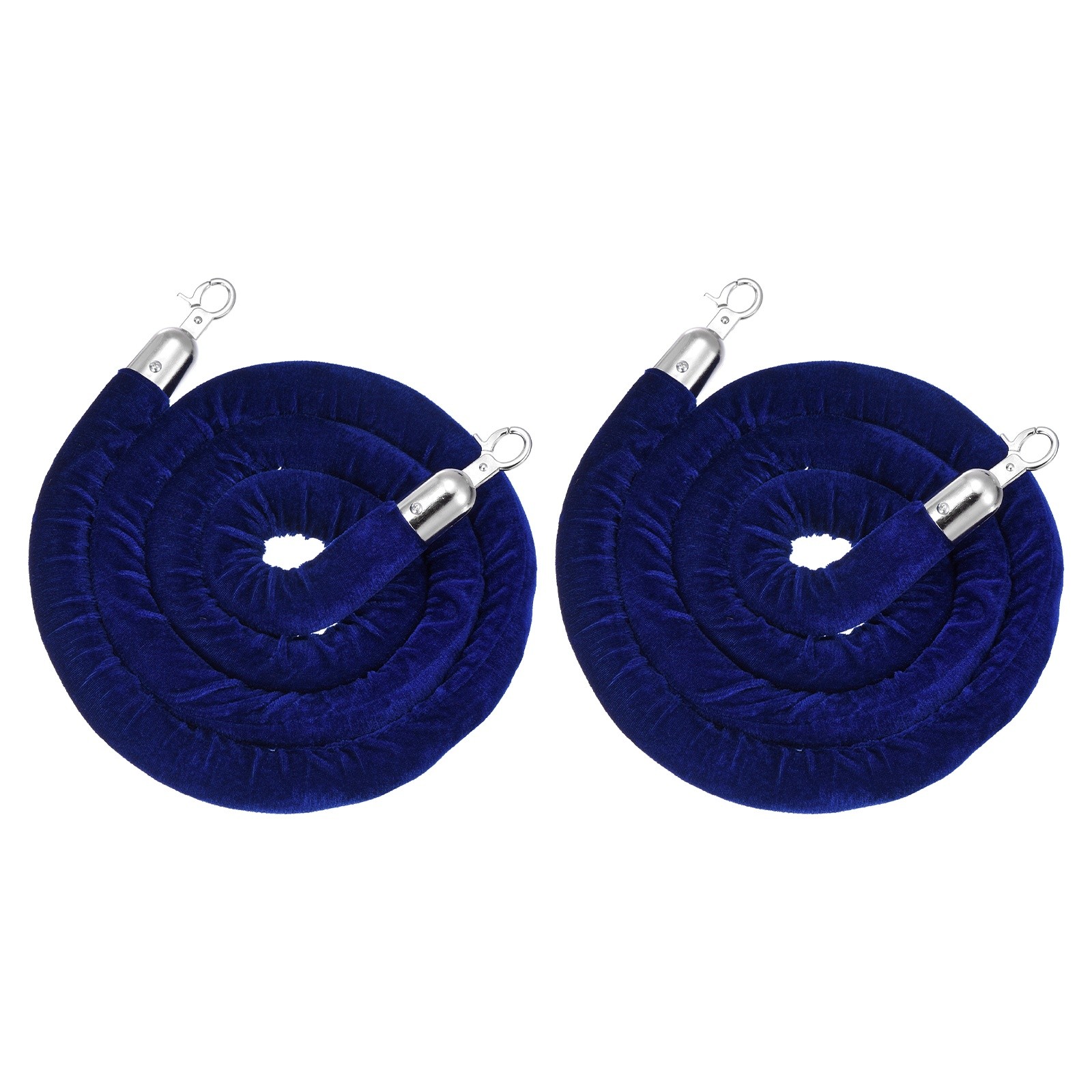 Velvet Stanchion Ropes with Silver Buckle, (6.6Ft X1.26 Inch, Blue) (2Pcs)