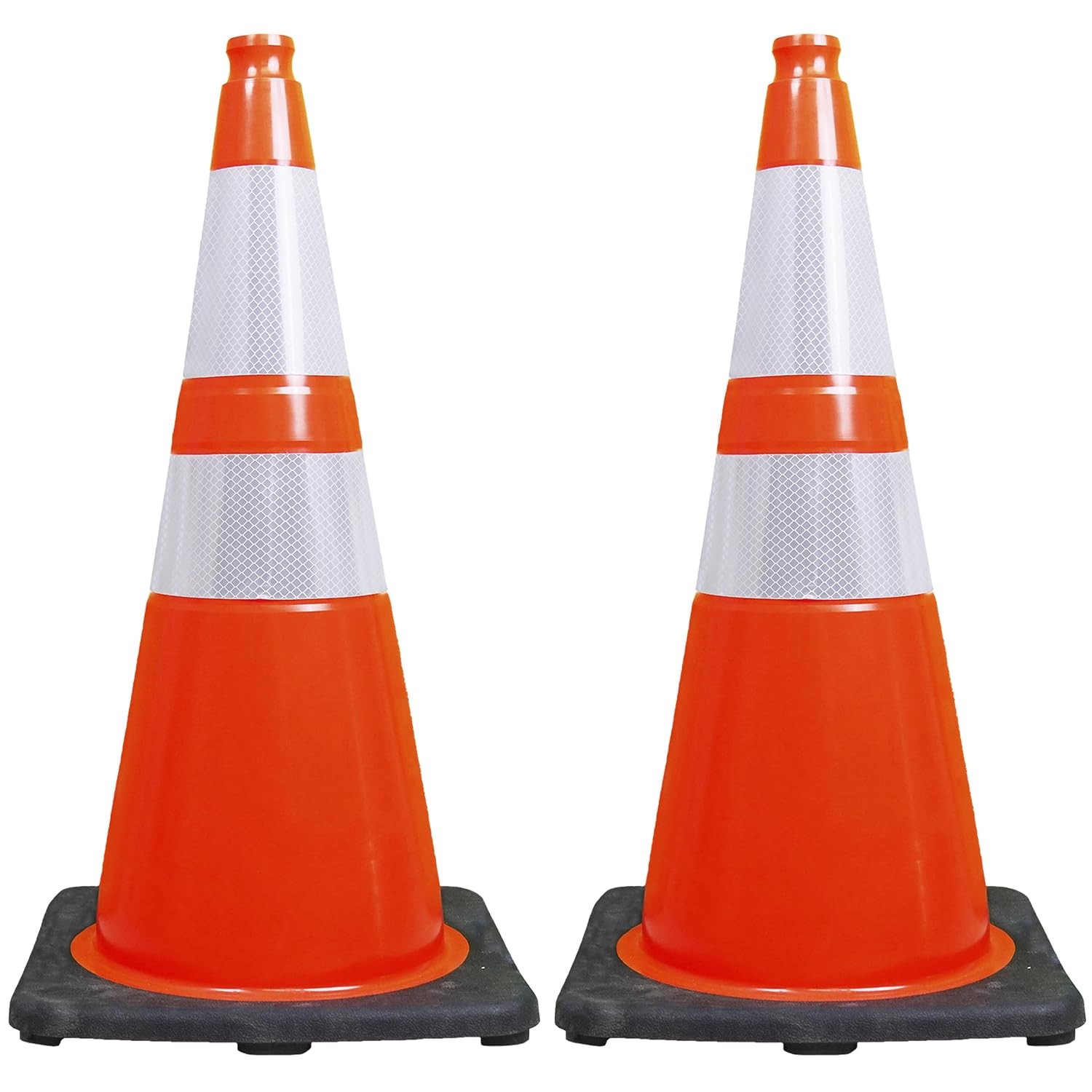 28 Inch Performance Cones 4 Pack Orange PVC Traffic Safety Cones W/ 7 lb. Black