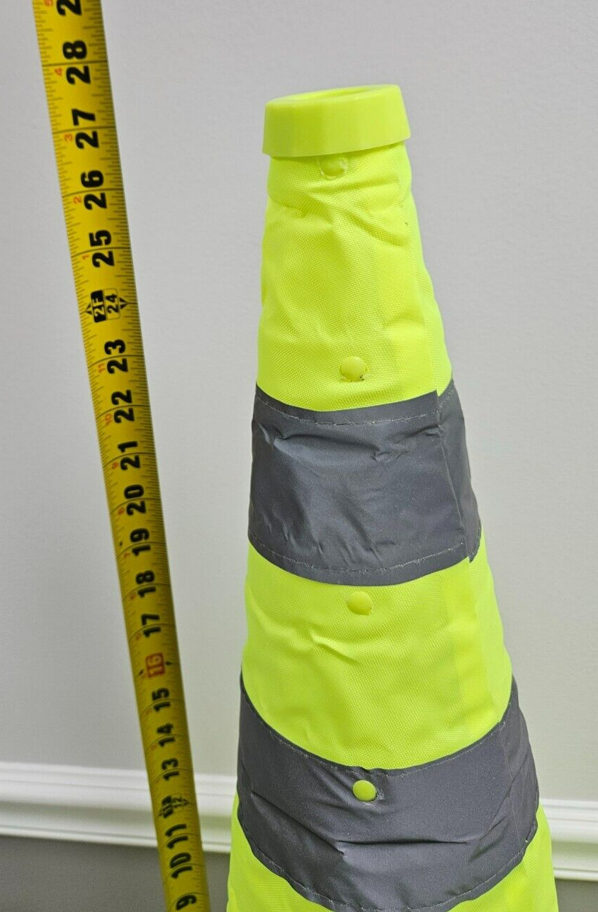 28 Inch Collapsible Foldable Safety Traffic Cone Lime Green Pop-Up Yellow 28″