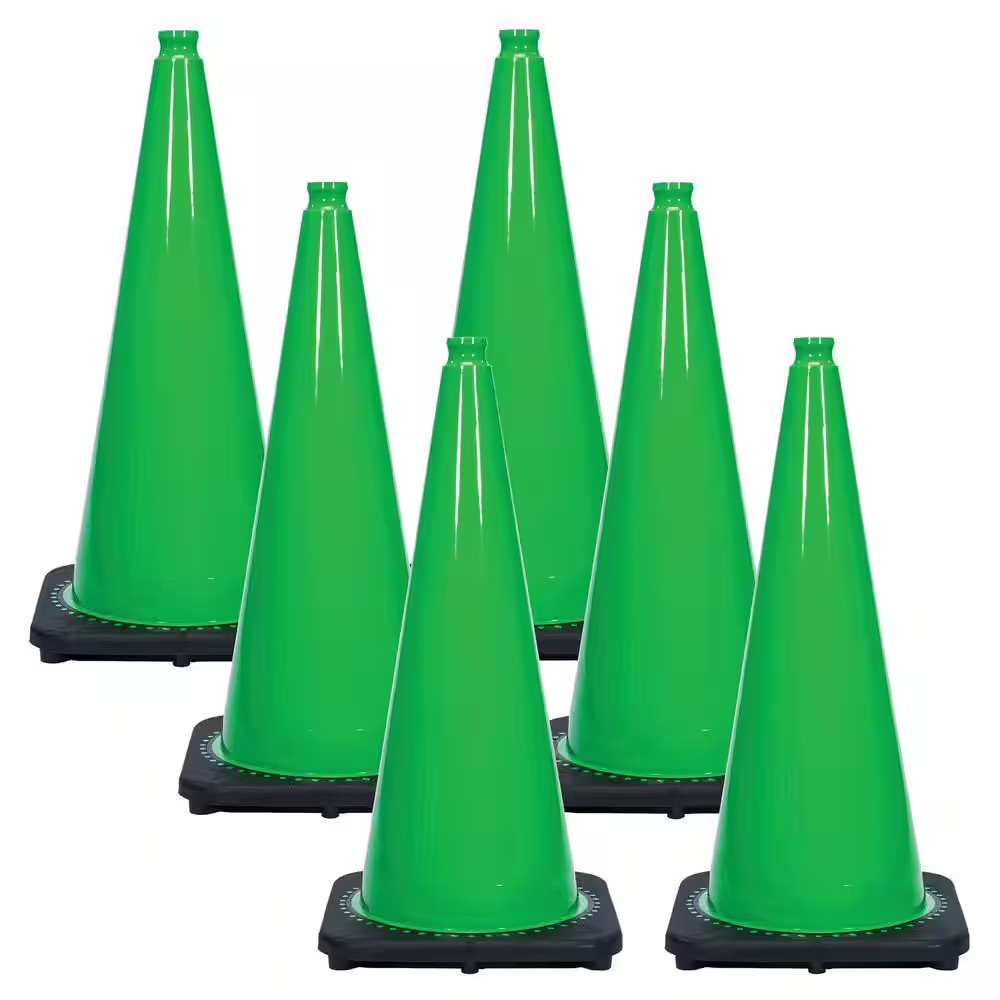 28 In. Green Traffic Cones (6-Pack)