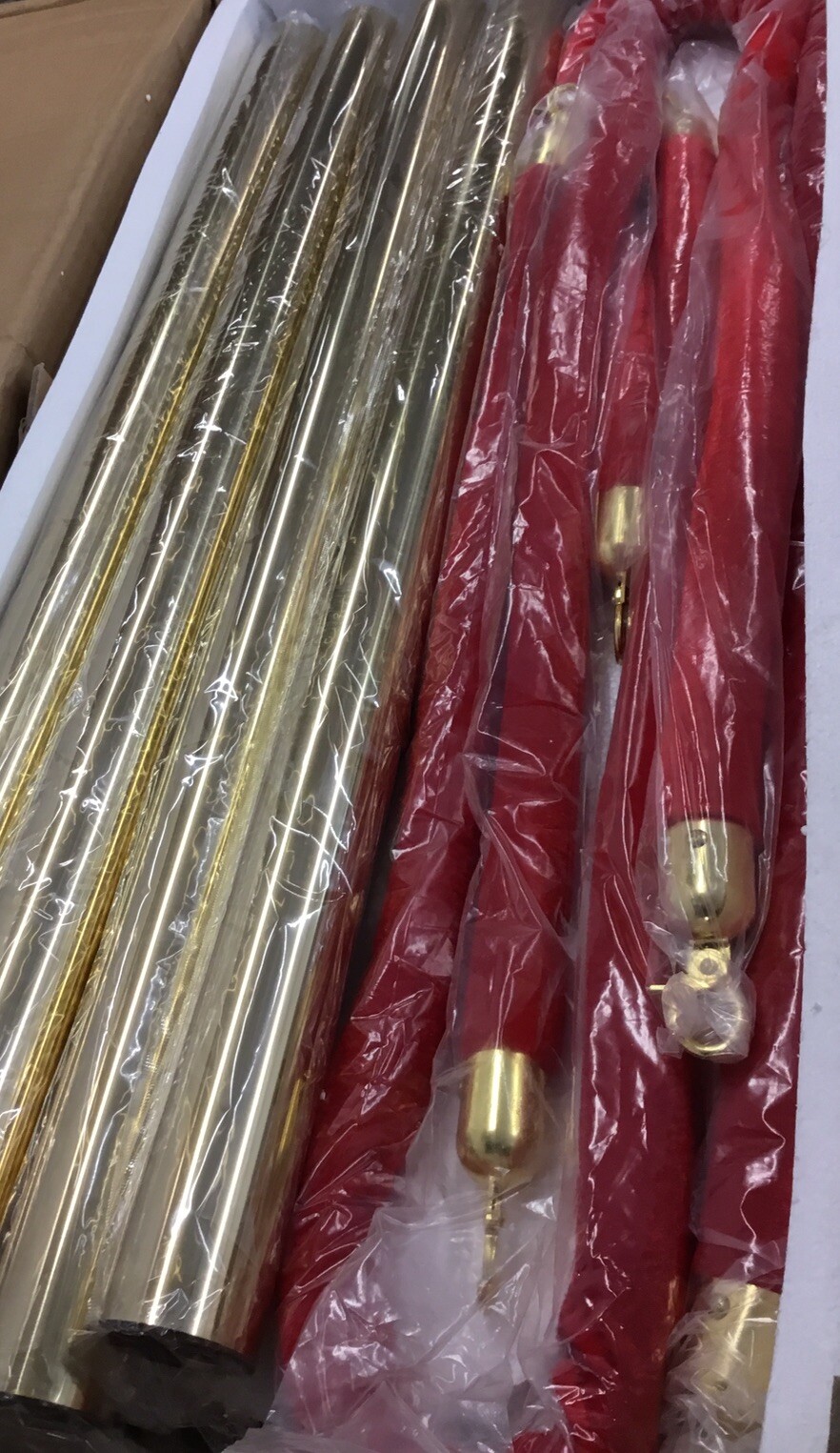 VEVOR 4 Crowd Control Stanchion Posts with 3 Velvet Ropes NEW (Packing Damage)