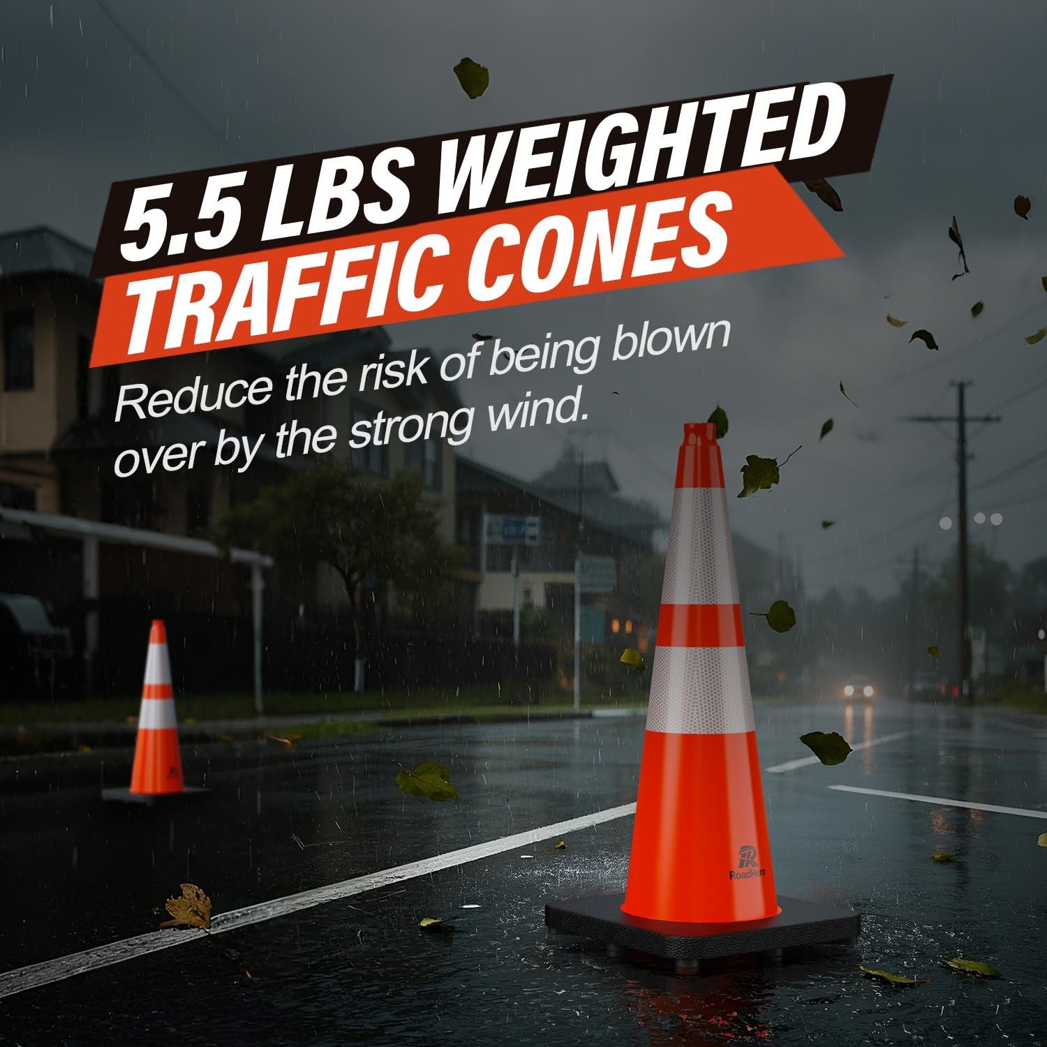 8 Pack 28 Inch Traffic Cones Reflective Collar Heavy Base Parking Lot Safety