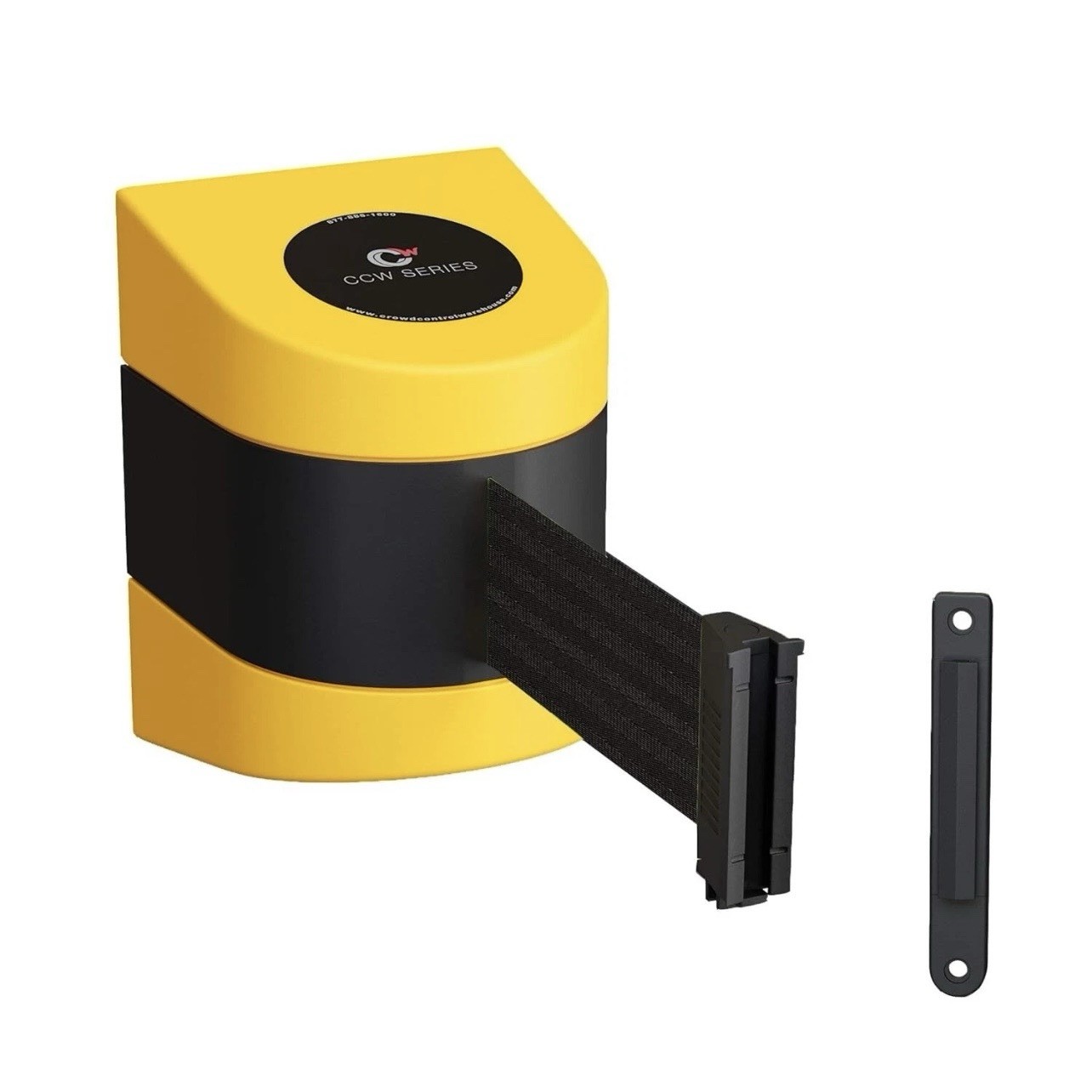 CCW Wall Mount Retractable Belt Barrier 15 Ft Black Yellow Stripe PWM200 New