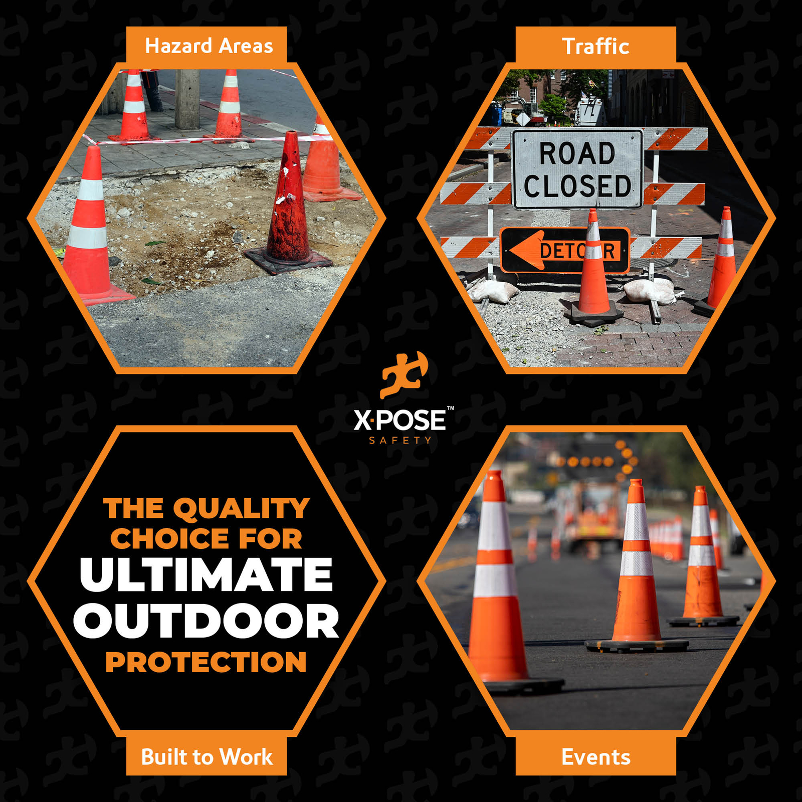 24 of Orange Traffic Cones 36 Inch w/ 6″ & 4″ Collars – PVC Plastic Safety Cone
