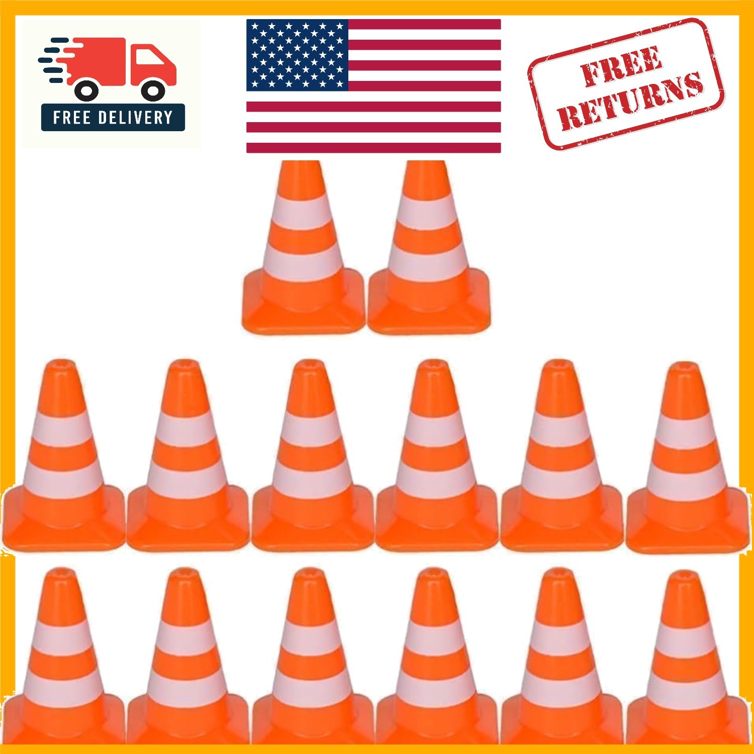 14Pcs Realistic Miniature Traffic Cones for Dollhouse Scenes & Educational Use