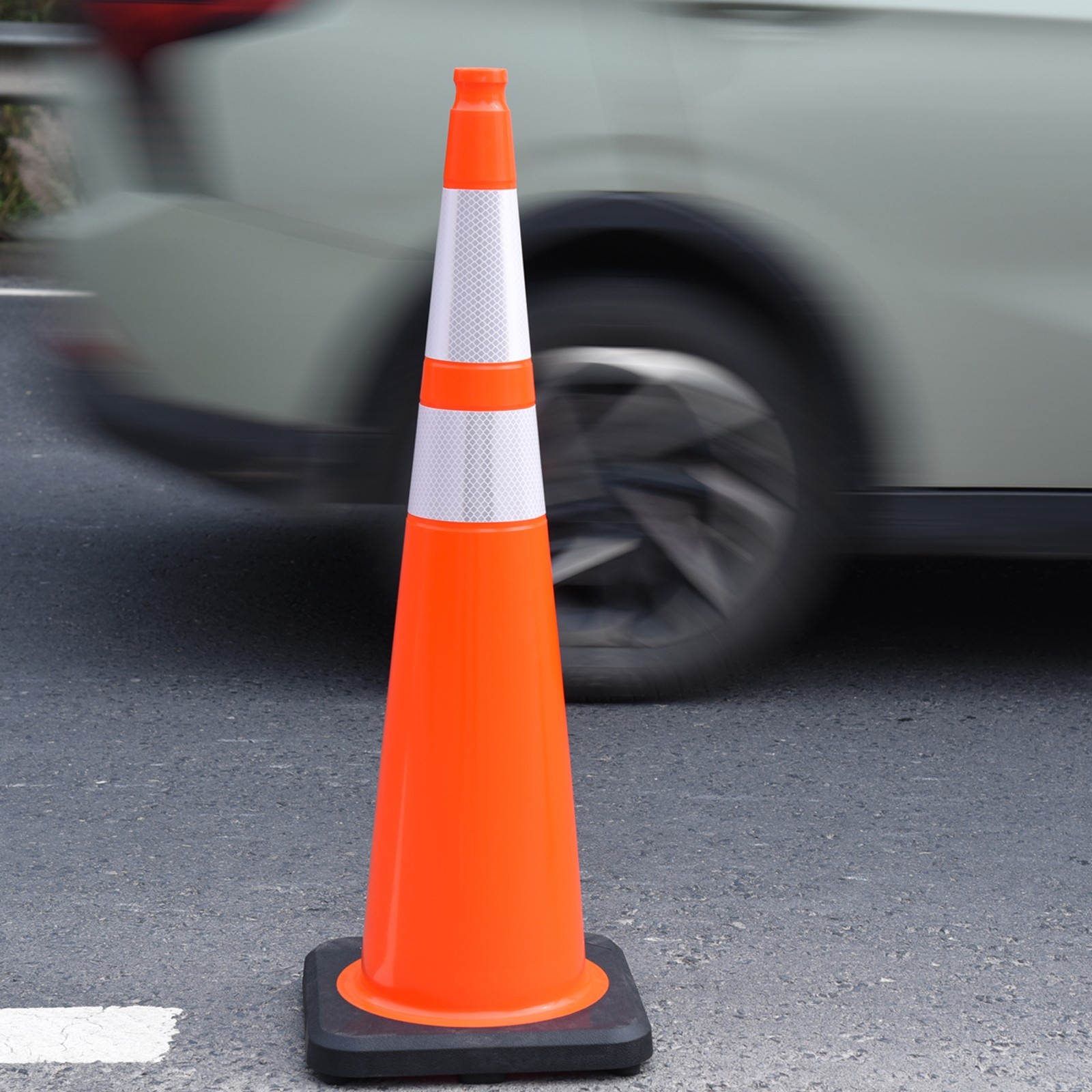 Reflective Collar PVC Traffic Cone Four Color Weighted Base Day/Night Visibility