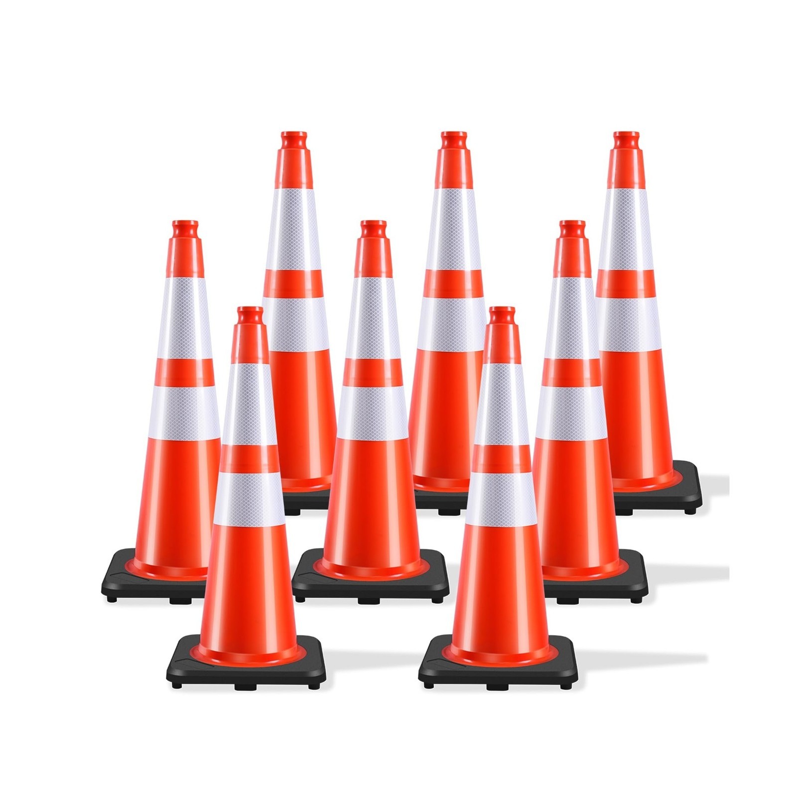 28 Inch Traffic Cones (8 Pack),Heavy-Duty PVC Construction Cones with Weighte…