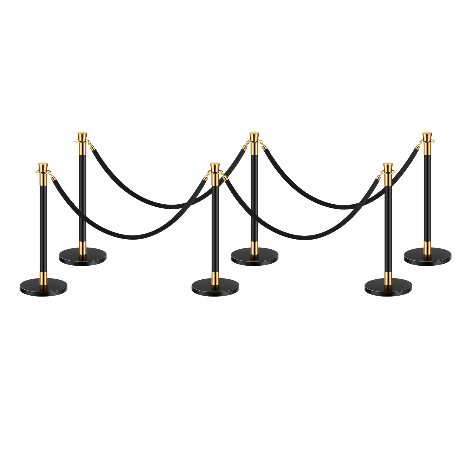 Uimoso 6 Pcs Stanchion Post with 4 Black Velvet Ropes Sand Injection Hollow Base