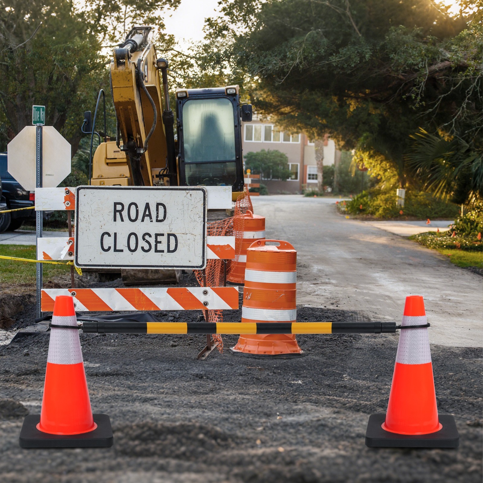 4′ to 7′ Traffic Cone Bar Retractable Barrier/Connect for Lane Closure/Work Zone