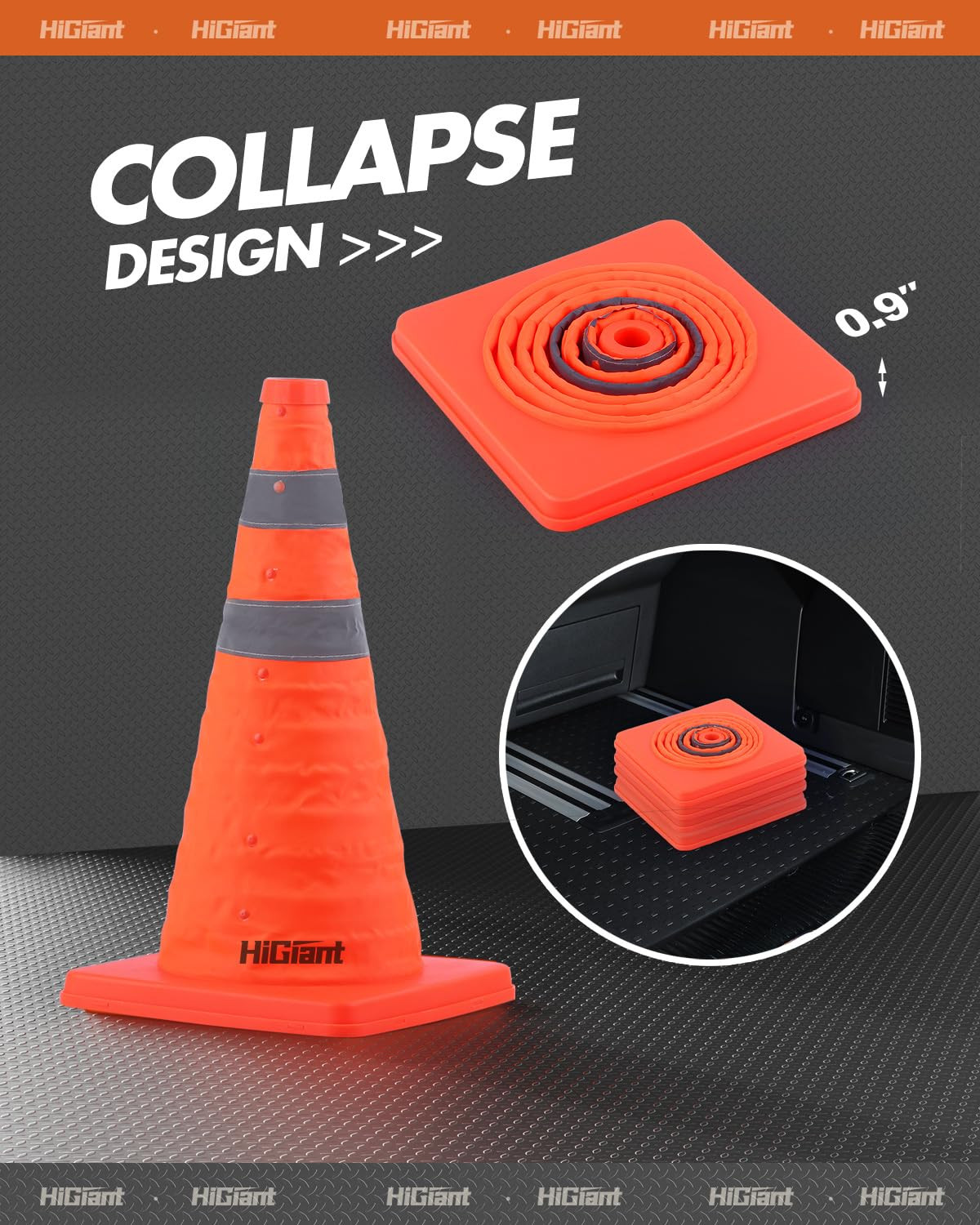 [2 Pack] Collapsible Traffic Safety Cones 18 Inch, Orange Cones, Widely Use P…