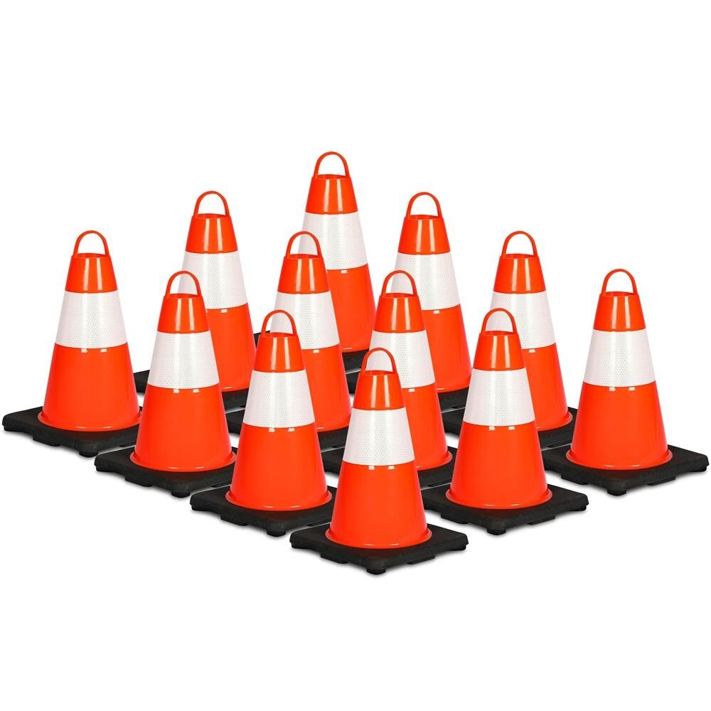 Pyle 12″ PVC Cone – 12 Pieces High Visibility Structurally Stable for Traffic