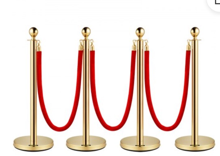 VEVOR 4 Crowd Control Stanchion Posts with 3 Velvet Ropes NEW (Packing Damage)