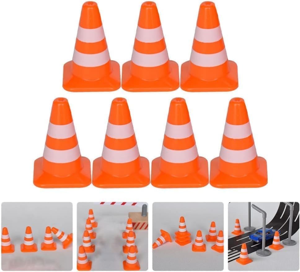 14Pcs Miniature Road Cone Orange Mini Traffic Cones Plastic Sign Road Cones R…