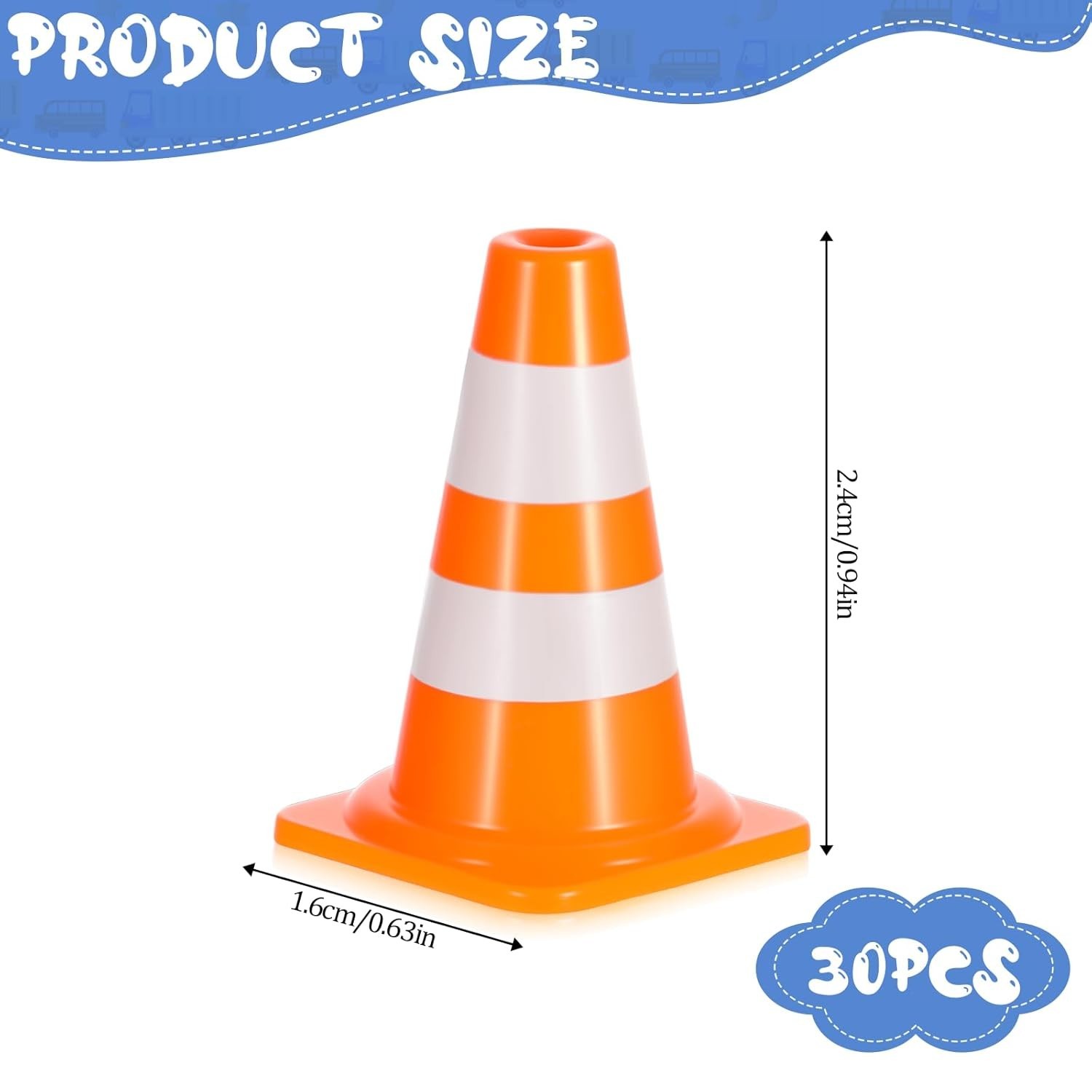 30 PCS Mini Traffic Cones, 1″ Mini Orange Cones Roadblock Signs, Small Construct