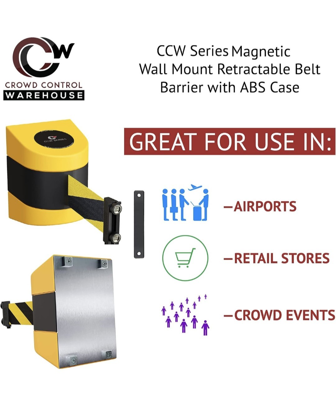 4pk CCW Series WMB-230 Magnetic Wall Mount Retractable Belt Barrier. READ!!!