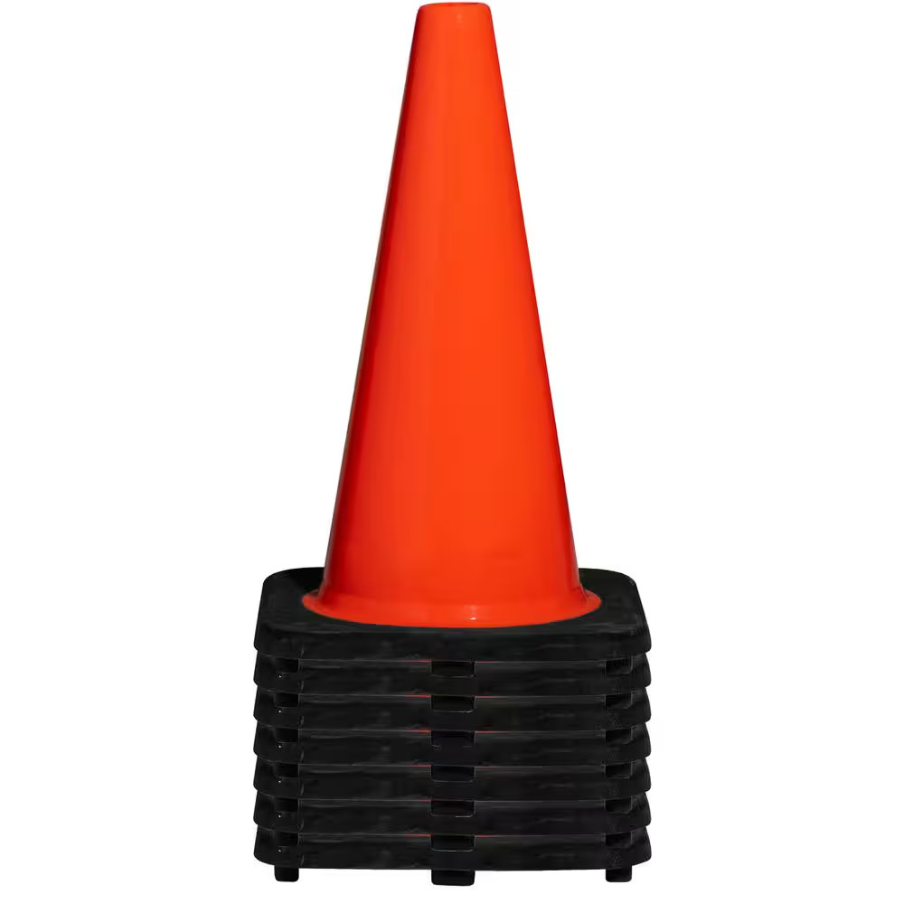 18 In. Orange PVC Non Reflective Traffic Safety Cone