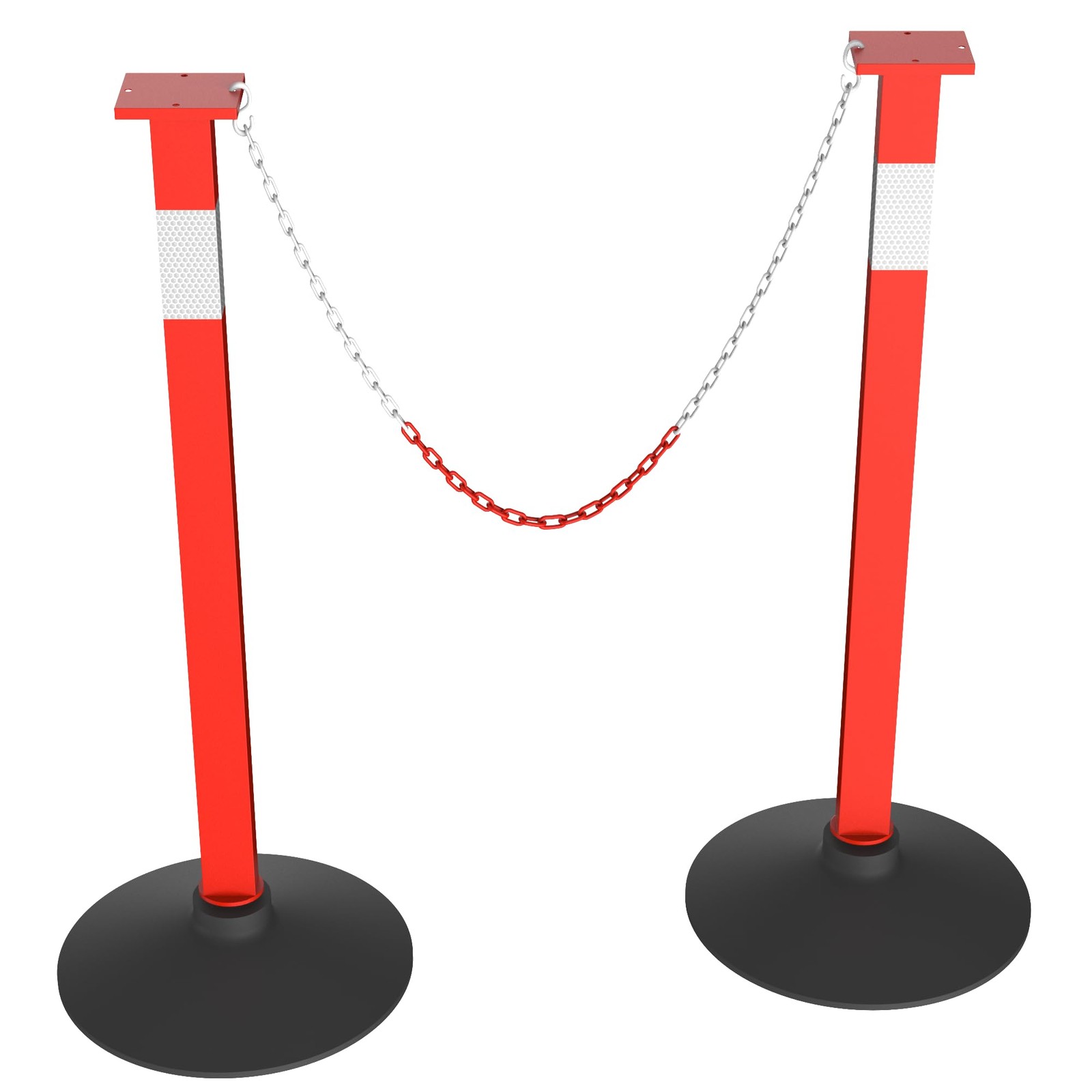 Traffic Delineator Post with Weighted Base & Reflective Collars, Adjustable P…