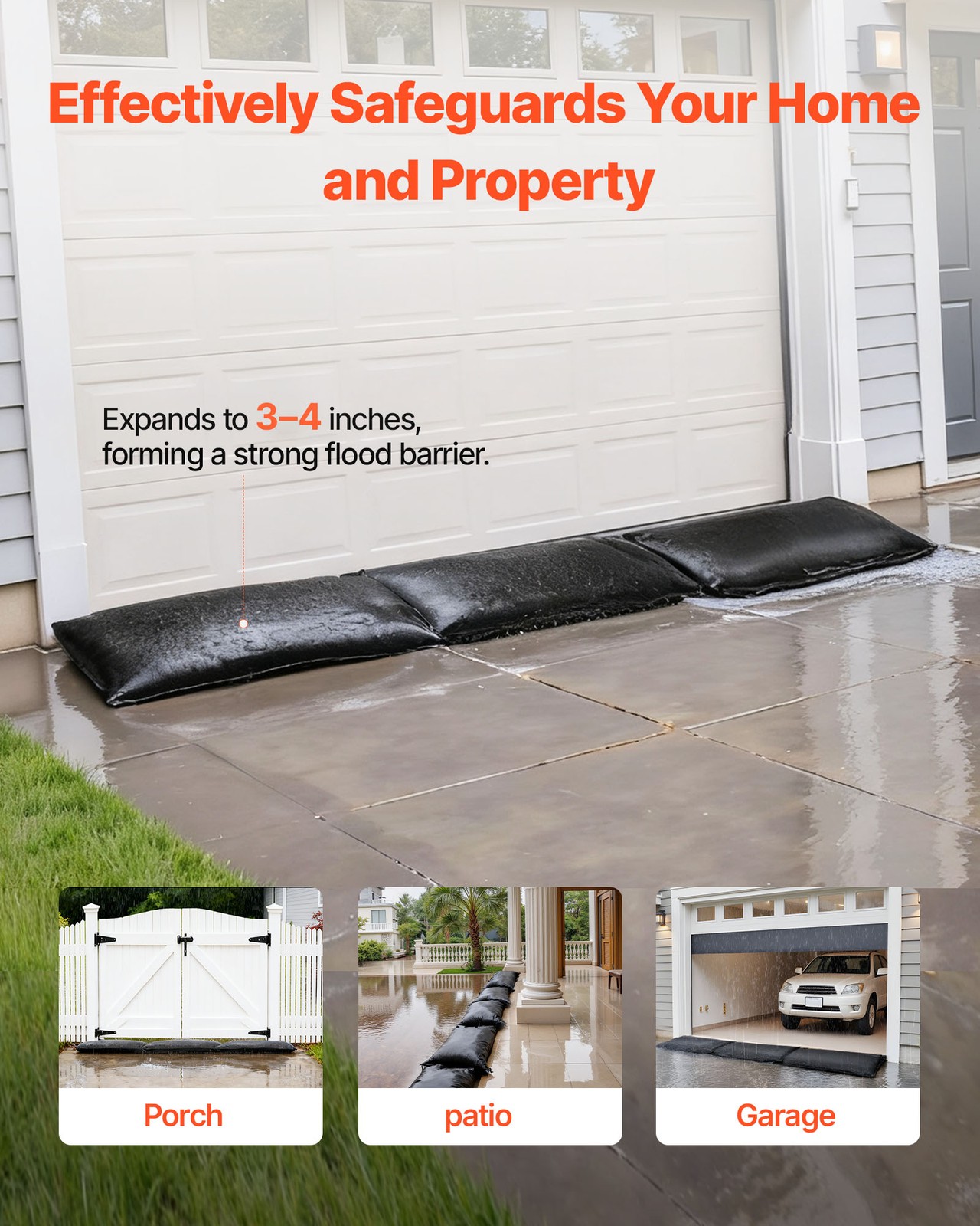 VEVOR Flood Barrier 2.7 x 1.4 ft Reusable Flood Bags Activated by Water 6 Pack