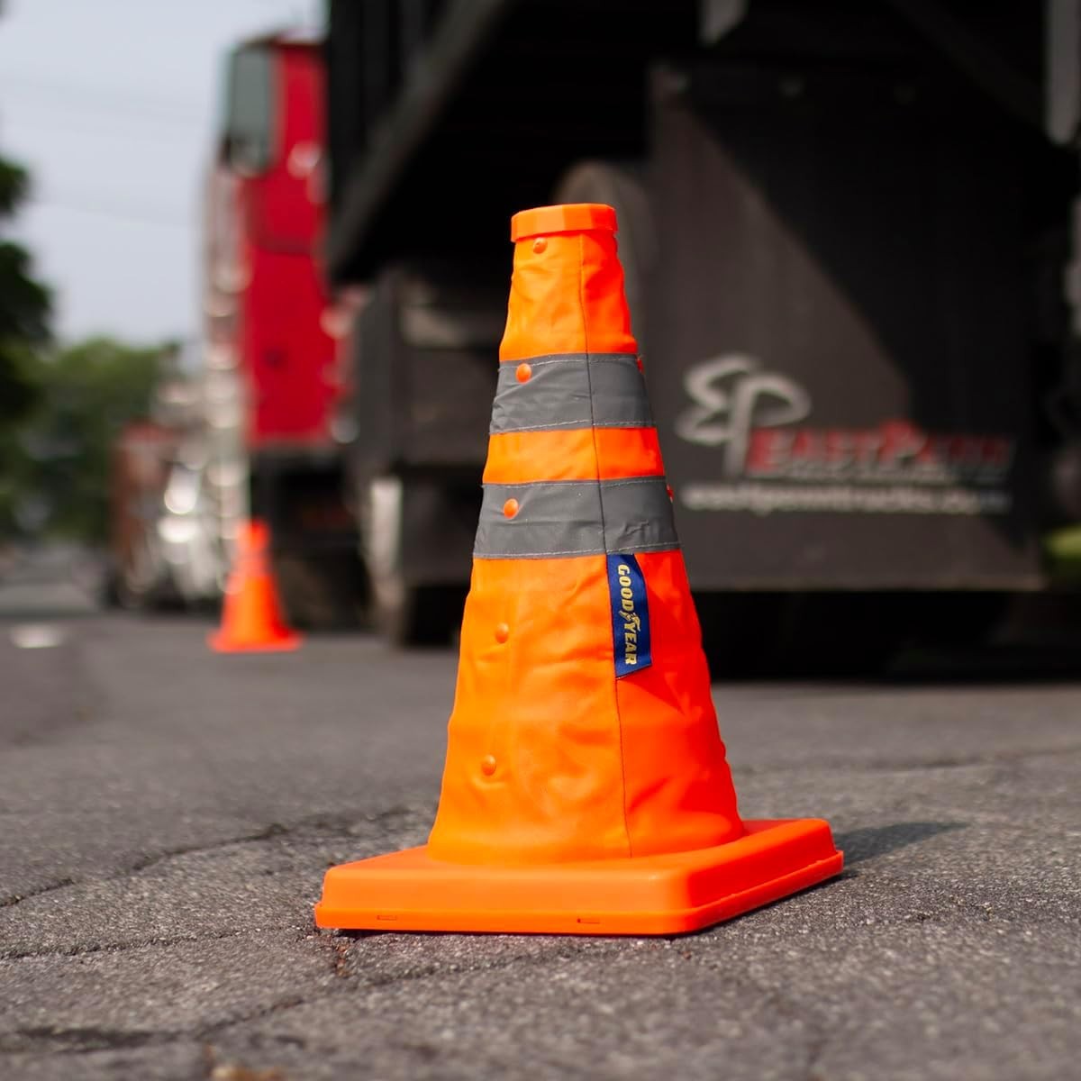 Goodyear 12″ Collapsible Reflective Safety Cone, Orange, for Parking Use