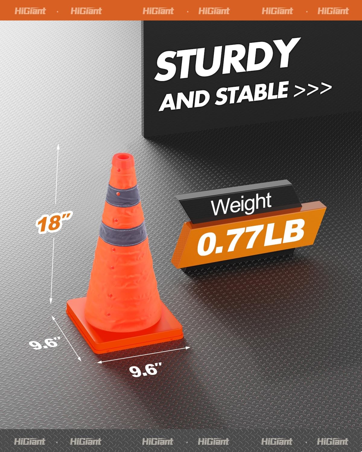 [4 Pack] Collapsible Traffic Safety Cones 18” inch, Orange Pop-up Cones with…