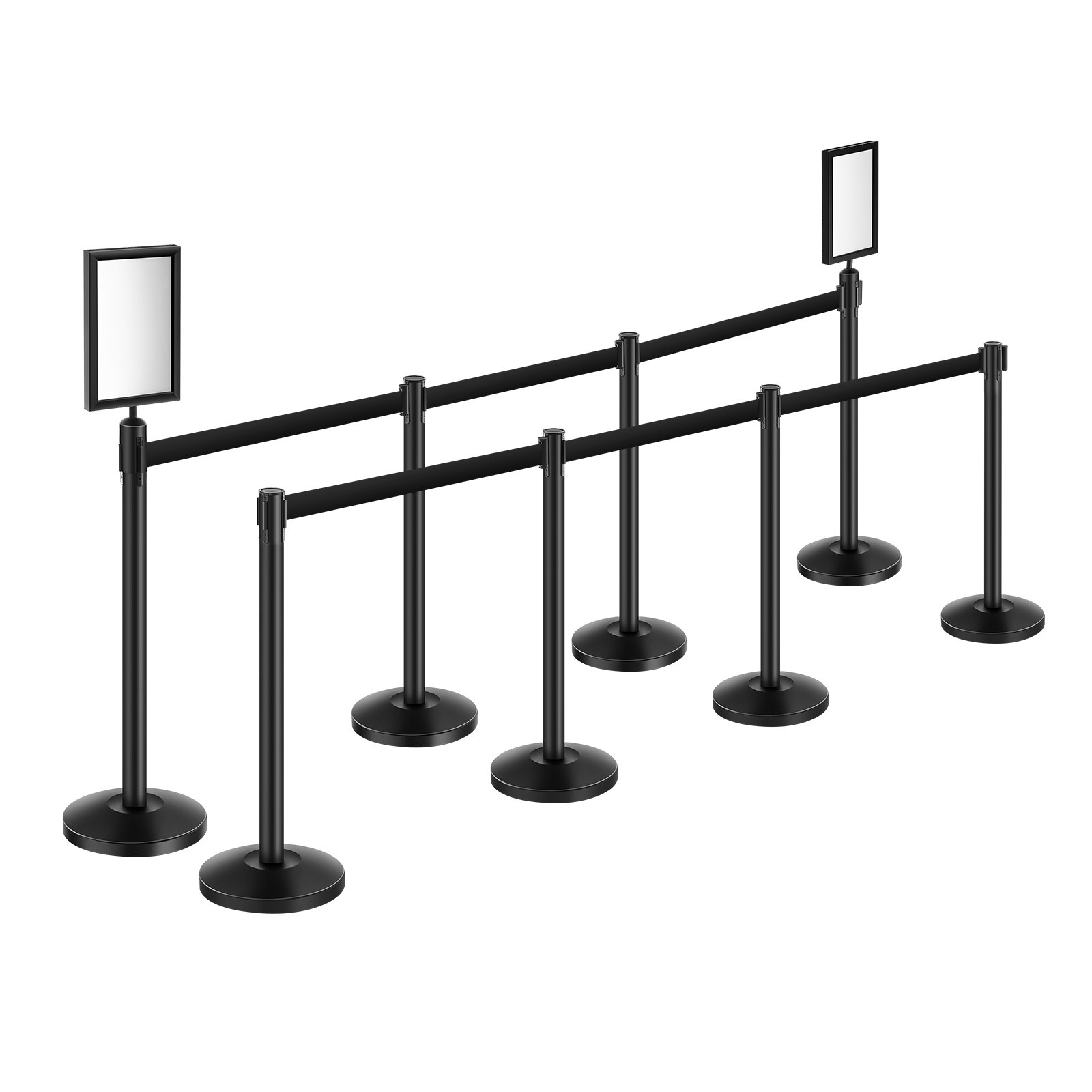 Uimoso 8 Pcs Stanchion Post with 4 Retractable Belts &2 Sign Holders Hollow Base