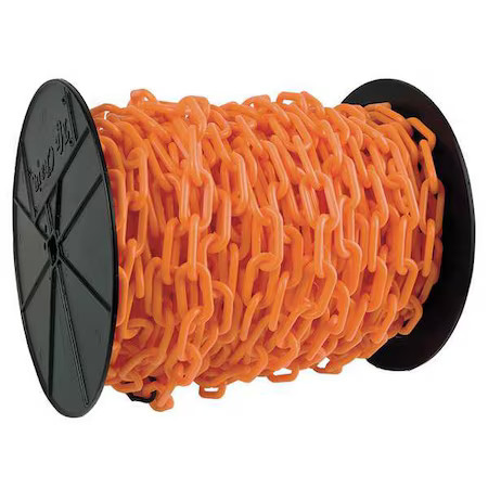 Zoro Select 30112 Plastic Chain, Safety Orange, 200 Ft Length, Gloss, 30112