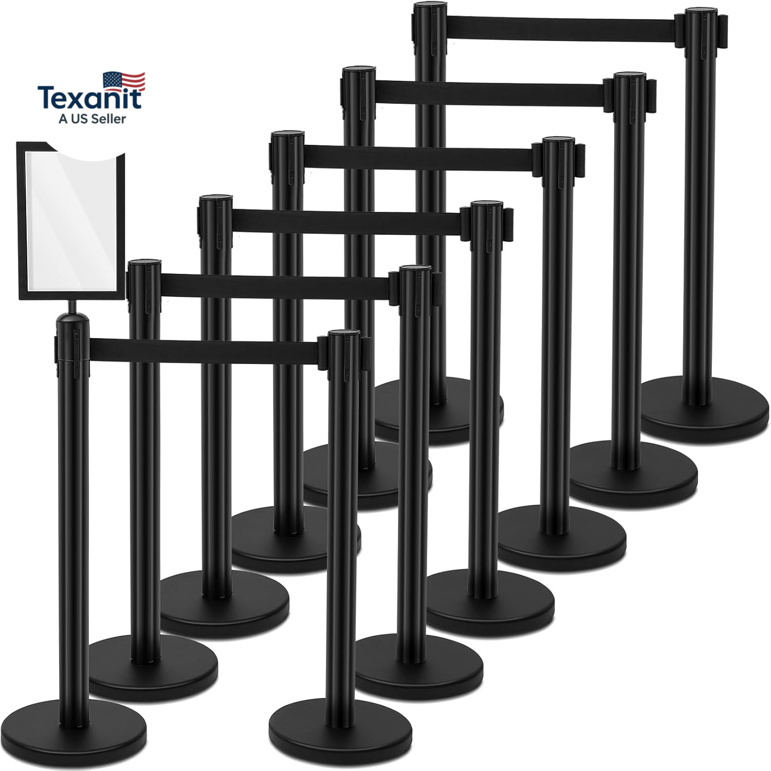 12 Pack Heavy Duty Crowd Control Stanchions Stainless Steel Stanchion Set with S