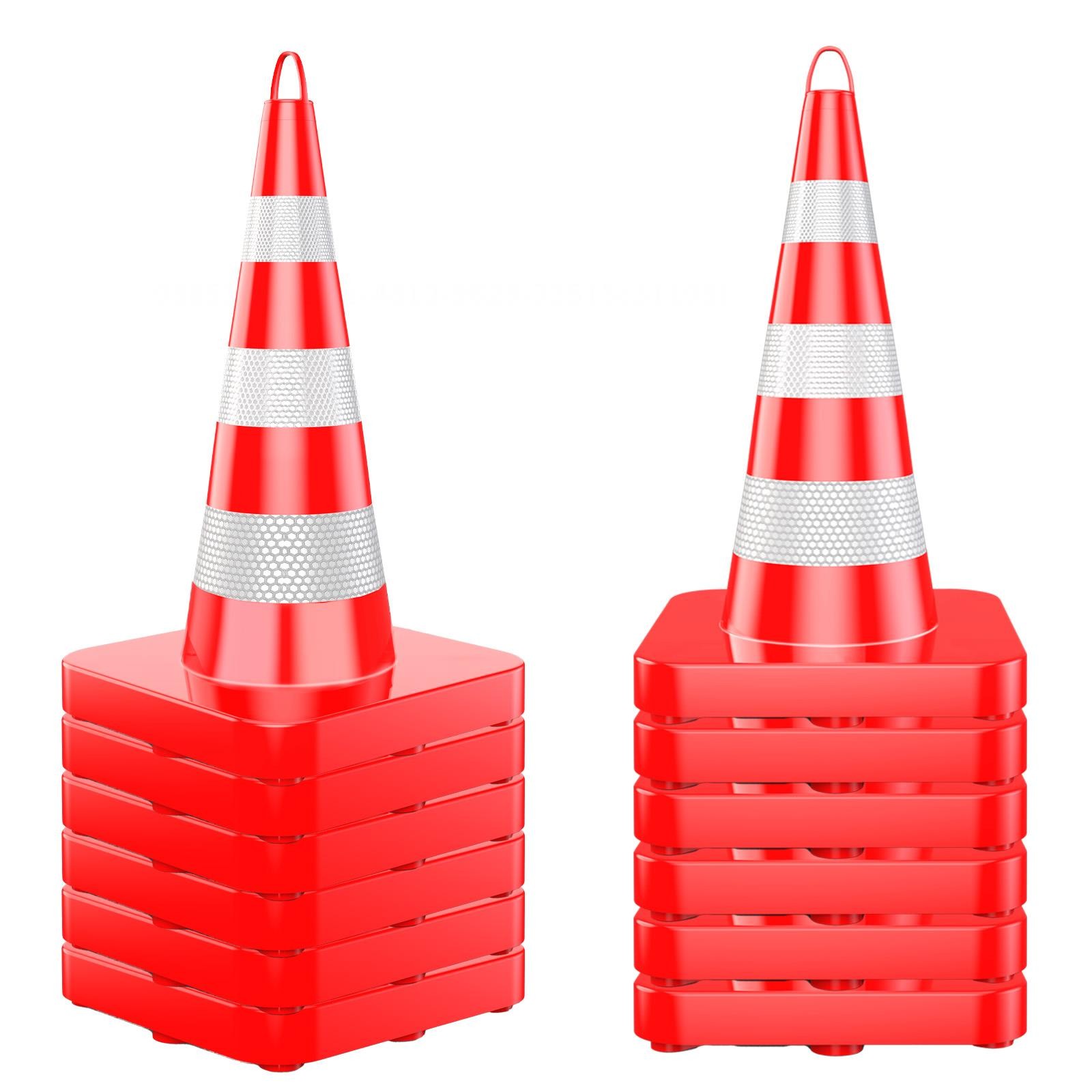 12 Pack 18/28/36″ PVC Traffic Cones Safety Road Parking Cones PVC Base w/Collar