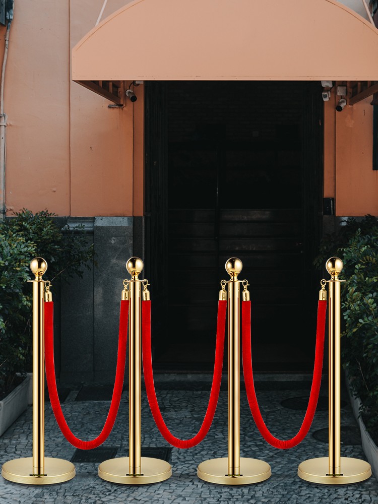 38Inch Gold Silver Stanchion Posts Queue Velvet Rope Crowd Control Line Barriers
